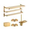 TLXT Brushed Gold Aluminum Bathroom Towel Rack with Storage Shelf
