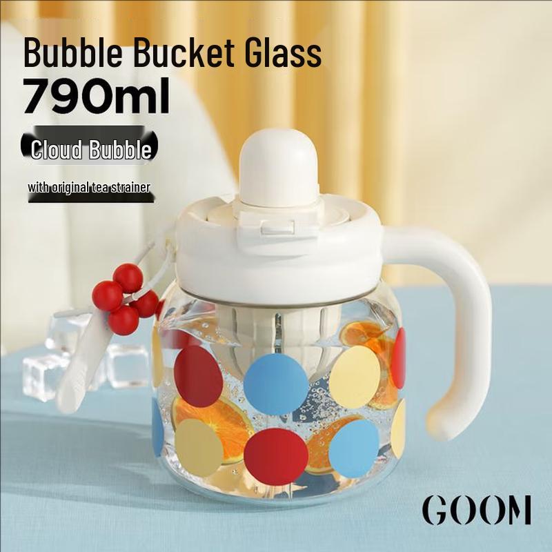Gemo 790ml Glass Tumbler with Straw & Tea Infuser
