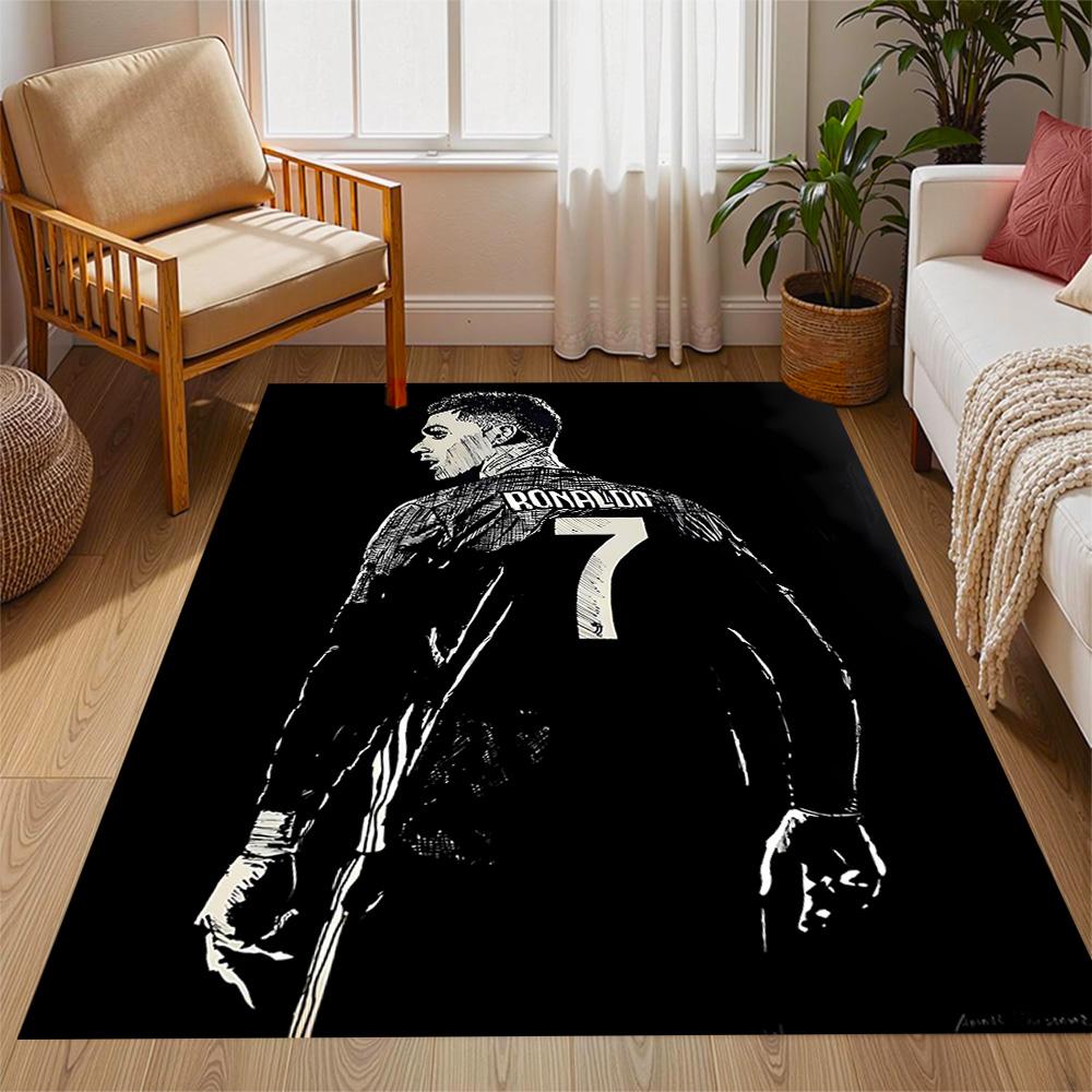 Ronaldo's Legendarische Nummer 7 Thema Anti-Slip Vloerkleden - Polyester Woondecoratie, Geschikt voor Slaapkamers, Woonkamers, Entrees, Studio's en Decoraties