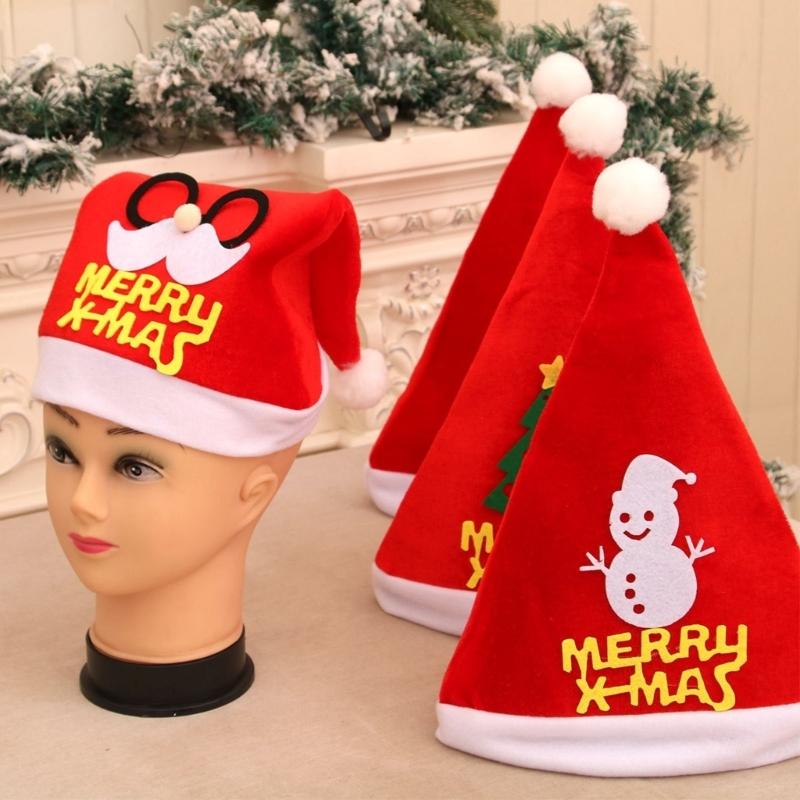 Set of 12 Christmas Party Santa Hat with Belt Decoration Festival Santa Hat For Holiday Celebration