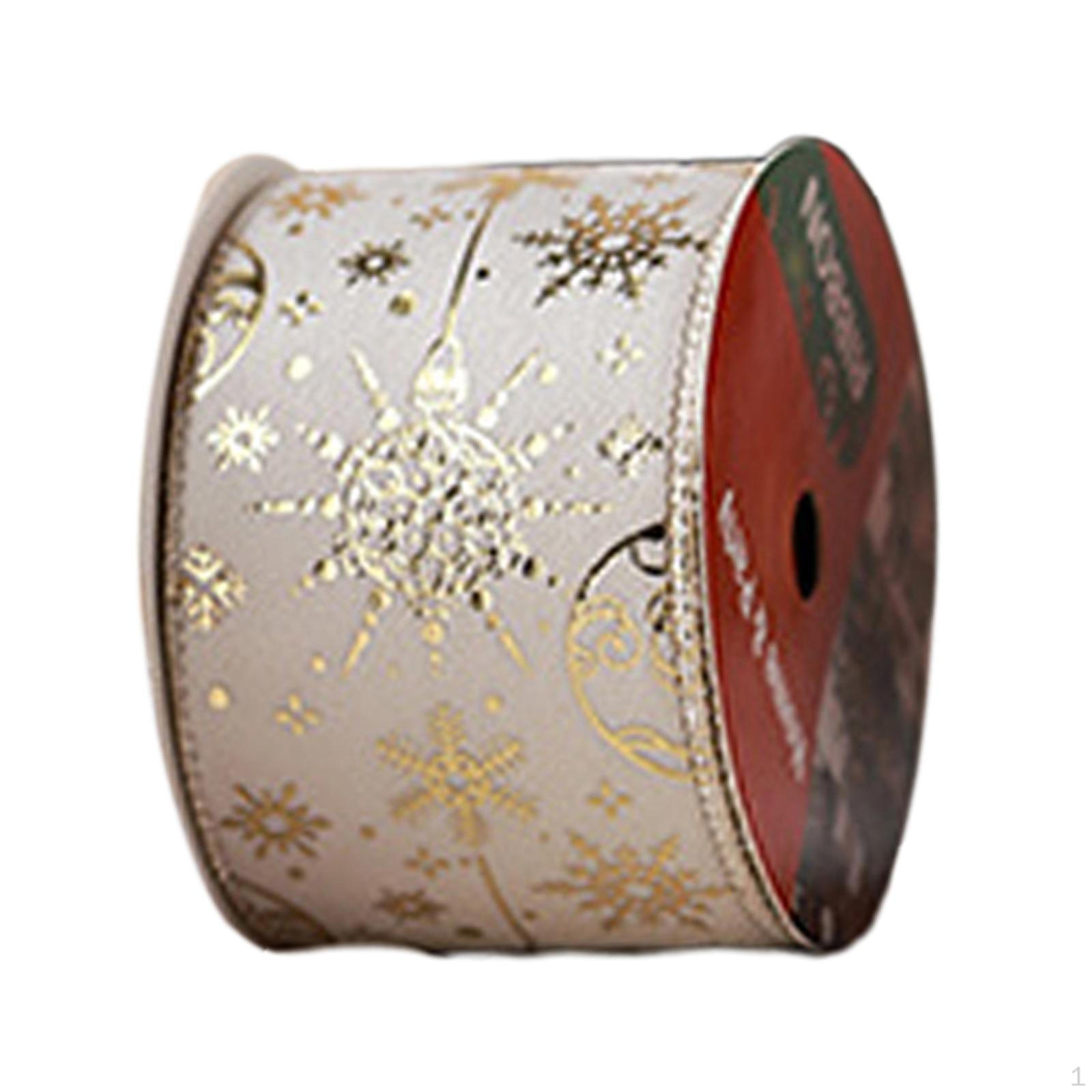 

Рождественская лента для поделок, 9,1 м, декоративная лента, проволочный край, изготовление бантов, Beige B