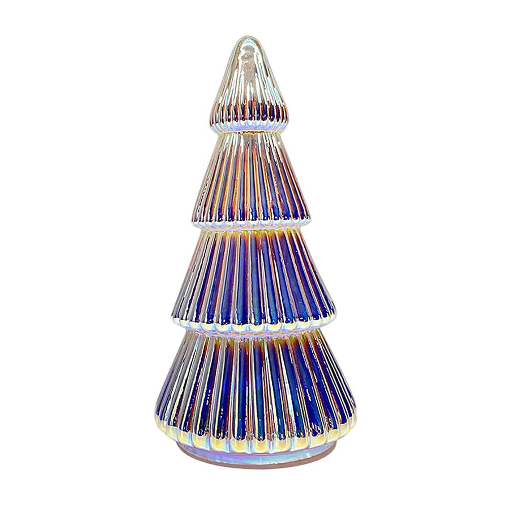 LED Light Up Glass Christmas Tree Ornament, Desktop Holiday Decoration For Home