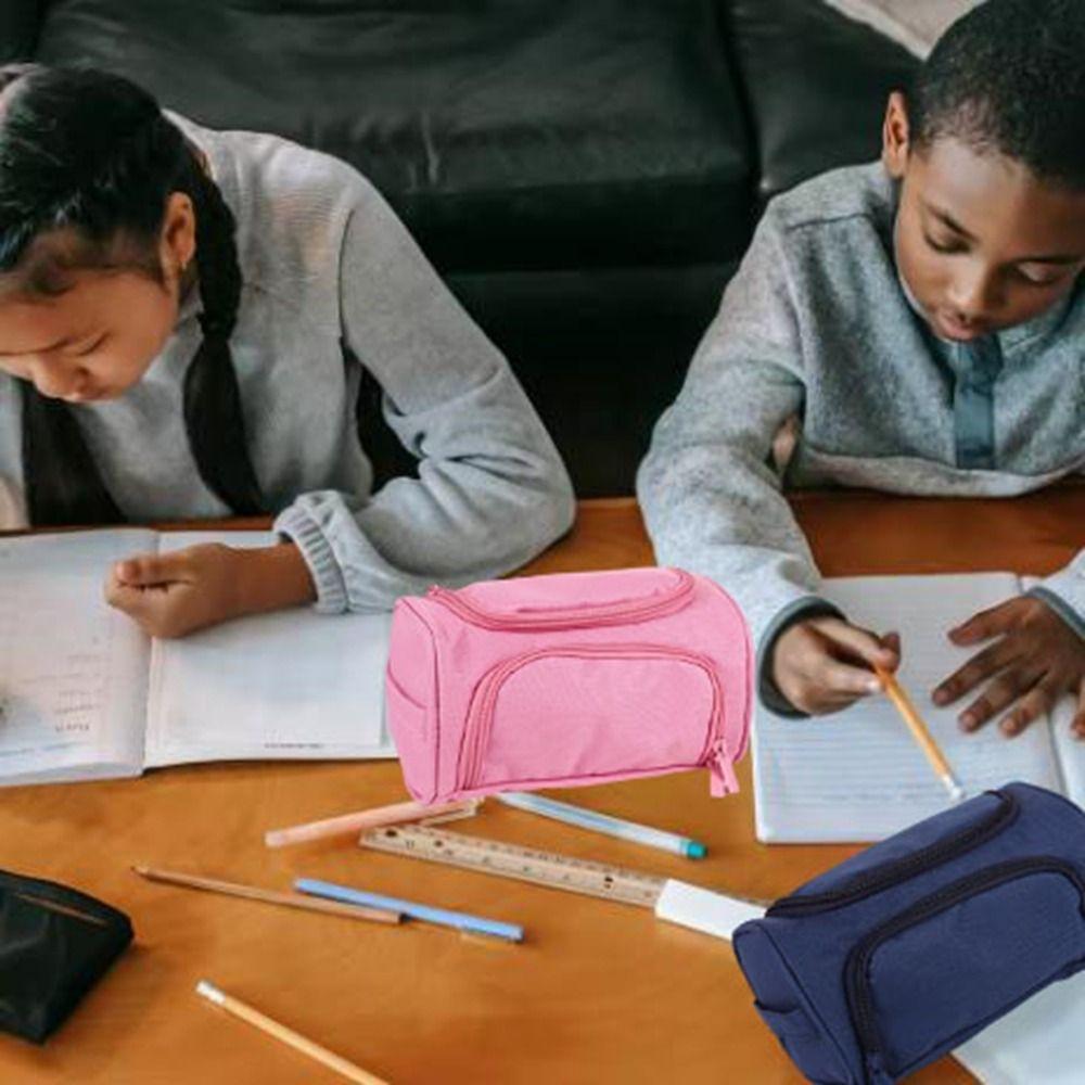 Large Capacity Pencil Bag Oxford Cloth Stationery Organizer Double-Layer Pencil Case  Boy Girl