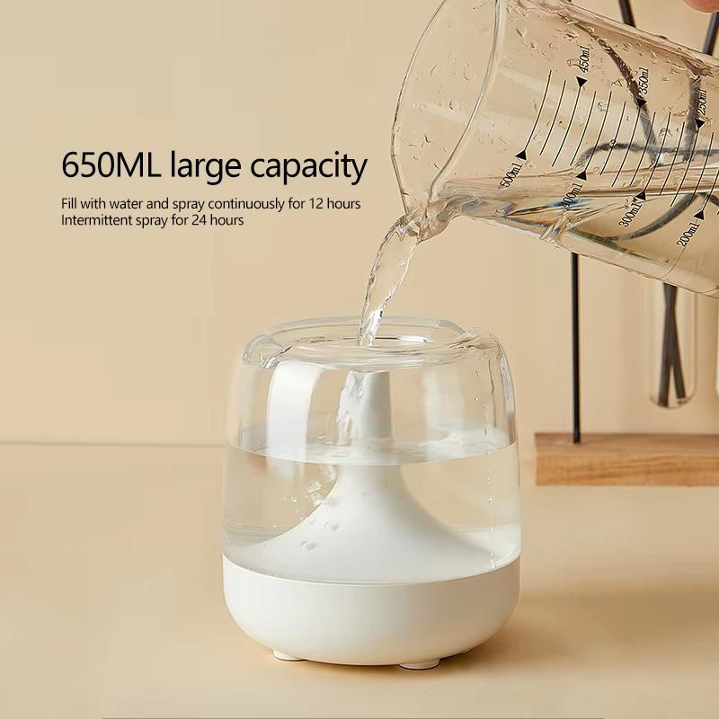 Mini USB Humidifier 650ML LED Light Silent Bedroom Aroma Diffuser Small Desk Office Air Mist Purifier Portable Fresh Home Device