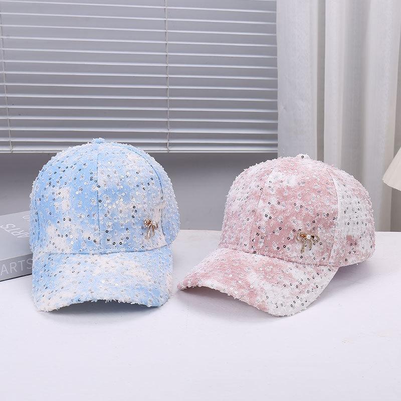 Spring and summer new fashion niche sequins old hole design baseball cap outdoor street racket travel sunshade sunscreen cap
