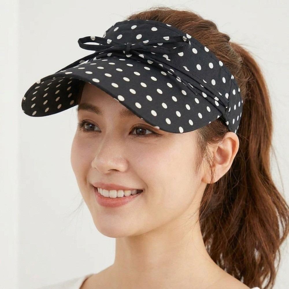 Polka Dot Sun Hat Bow Decor Empty Top Hat Fashion Women Cap  Spring Summer чёрный