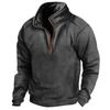 Herren Pullover mit Stehkragen, halbem Reißverschluss, langen Ärmeln, taktisches Sweatshirt, Poloshirt