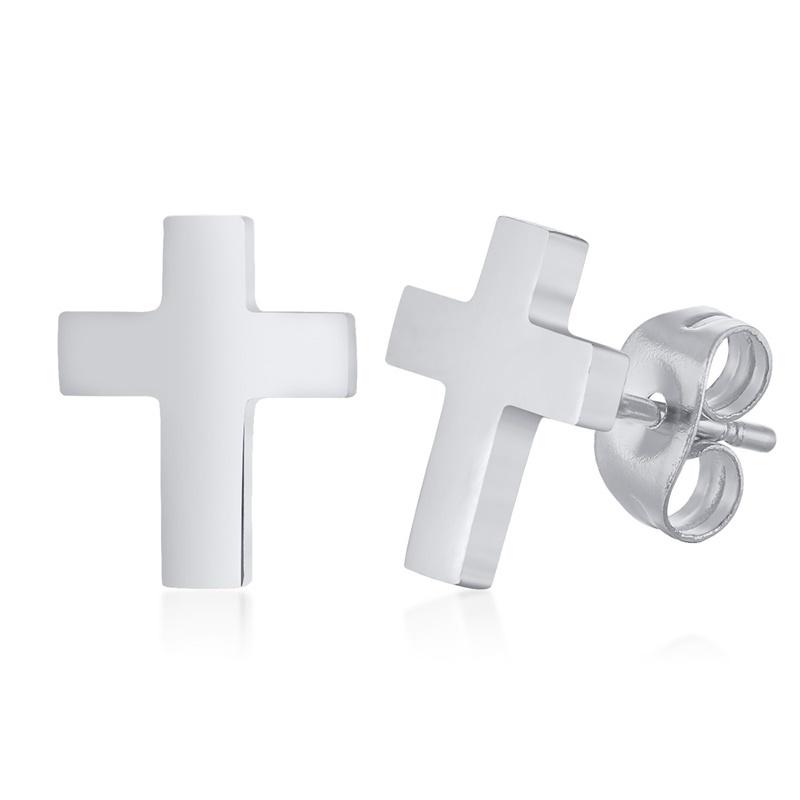 Vnox Simple Cross Dangle Earrings for Men Women Minimalist Stainless Steel Drop Small Hoop Metal Ear Jewelry Anti Allergy