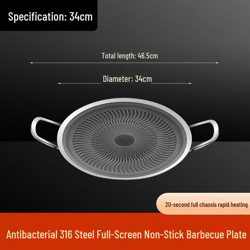Tiemuyun Extra Thick Stainless Steel Non-stick Grilling Pan