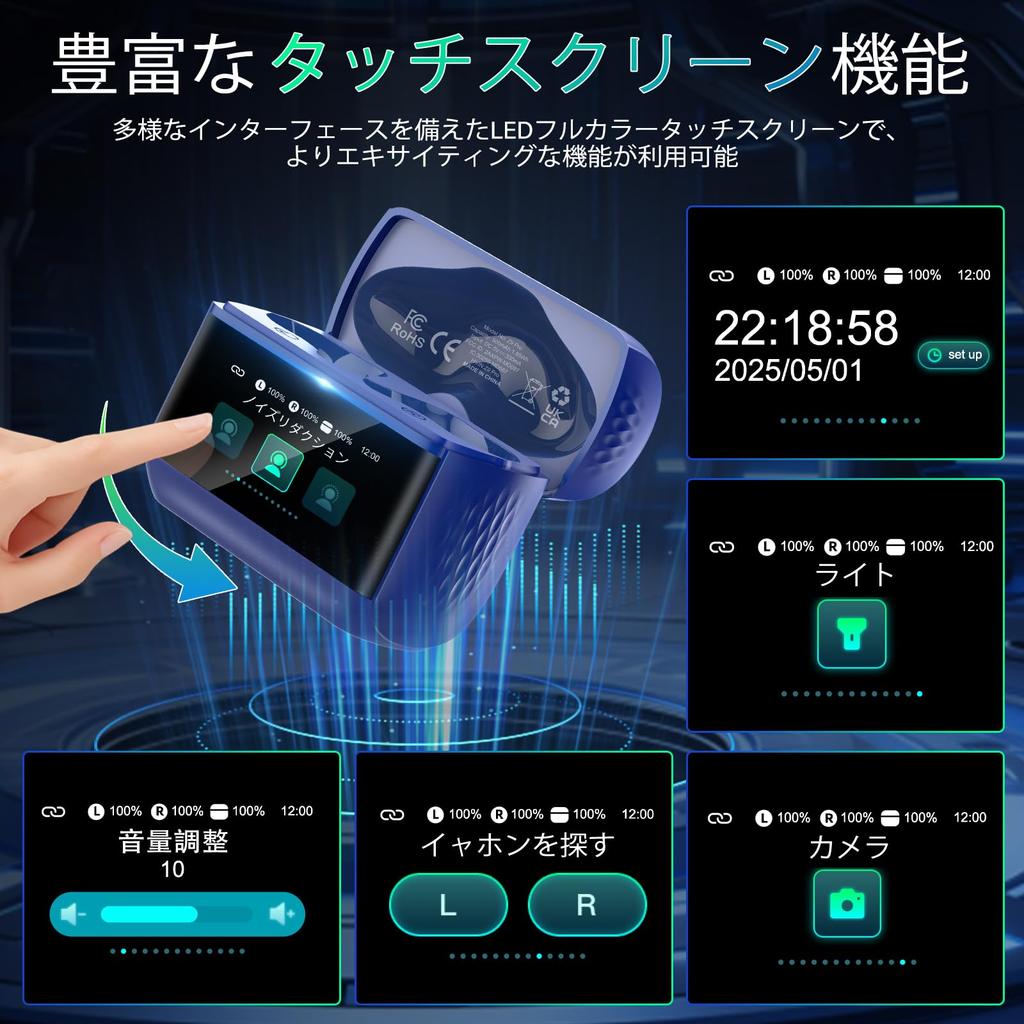 Bluetooth Wireless Earbuds Model Touchscreen with 5 EQ AI Smart Bluetooth Find Your Noise Up to 48 Hours of IPX7 Sound Low Auto with Compatible with