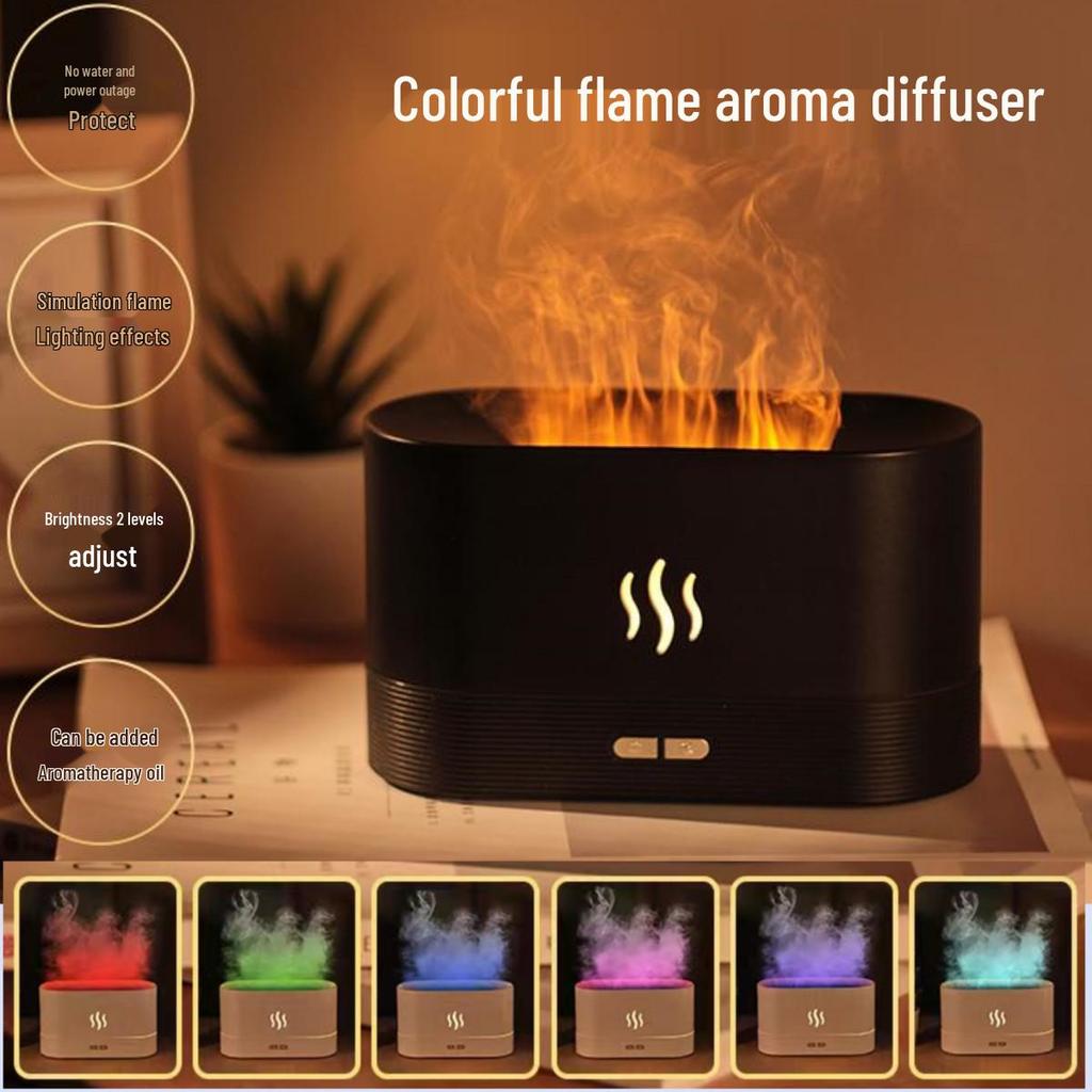 USB Aroma Diffuser with Seven-Color Light & Flame Simulation for Home