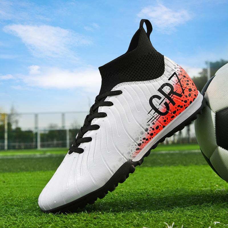 White Football Shoes Men Tf Professional Fast Grass Soccer Shoes Teenager Turf Outdoor Training Nonslip Women Soccer Sneakers