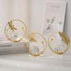Crystal Ball Iron Art Ornament Golden Metal Frame Sphere Tabletop Decor Craft Butterfly Leaf Dragonfly Style for Living Room Entryway TV Cabinet