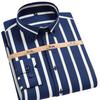 Men's Spring Easy-Care Striped Long Sleeve Stretch Slim Fit Shirt - Iron-Free Business Wear