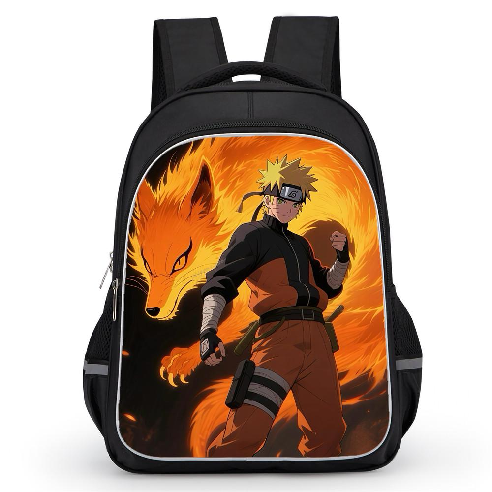 Kids School Backpack 16 Inch NARUTO Cartoon Design Lightweight Durable Dual Zipper Pockets For Boys and Girls Age 5-10 Years Old