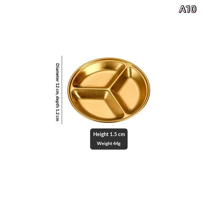 Stainless Steel Circular Divided Plate Sauce Dish Food Sauce Dish For Roast Meat Dipping Household Seasoning Snack Plate Kitchen