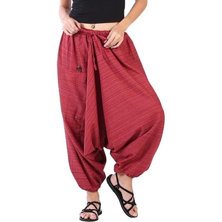 Women Cotton Stripe Loose Baggy Boho Hippie Harem Pants Indian Casual Wear Pant Free