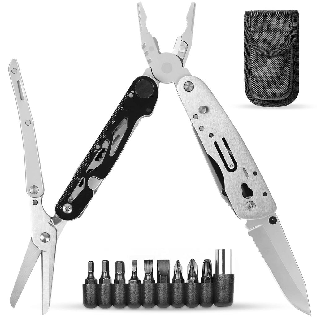 folding mini stainless folding can wood mountain disaster prevention storage case included Multi-function pliers, multi-tool, 19-in-1, pen,