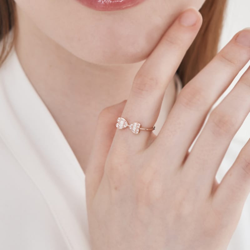 CRANNE Heart Ribbon Cubic Point Ring C24RB095