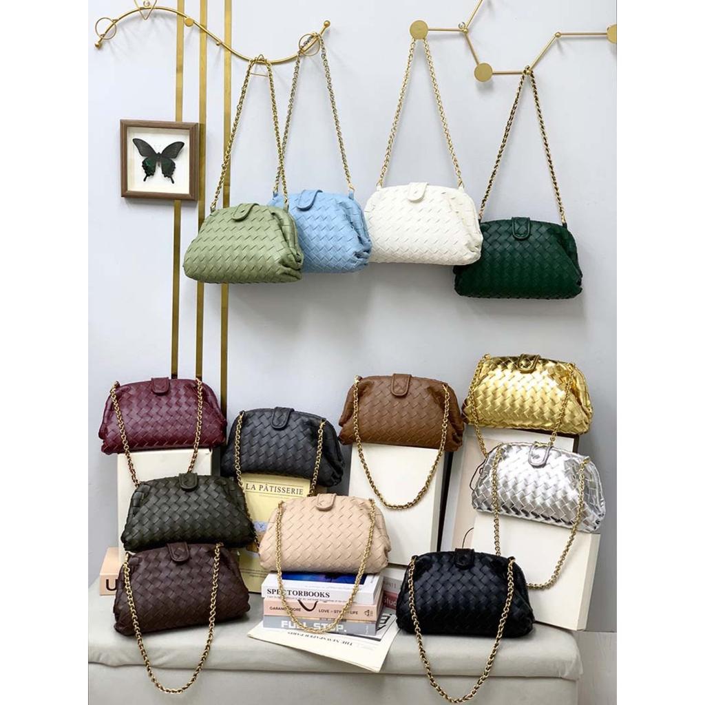 New Woven Cloud Bag Leather Chain Dumpling Bag Hand Women's Bag Shoulder Dinner Clip Bag