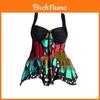 Tankini cu imprimeu fluturi pentru femei mărimi mari, talie înaltă, stil bluzon, costum de baie elegant pentru orice ocazie