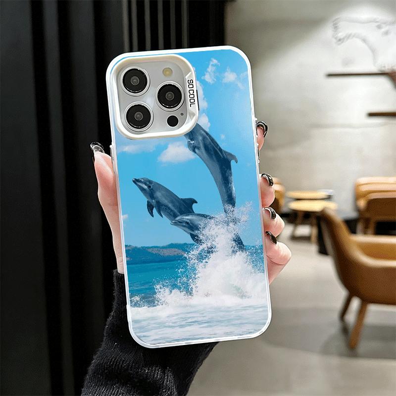 

Ocean Cute Dolphin Soft Phone Case for iPhone 15 16 17 Pro Max 17Air 16E 14 Plus 13 12 Mini Shockproof Cover Back Shell iPhone 14
