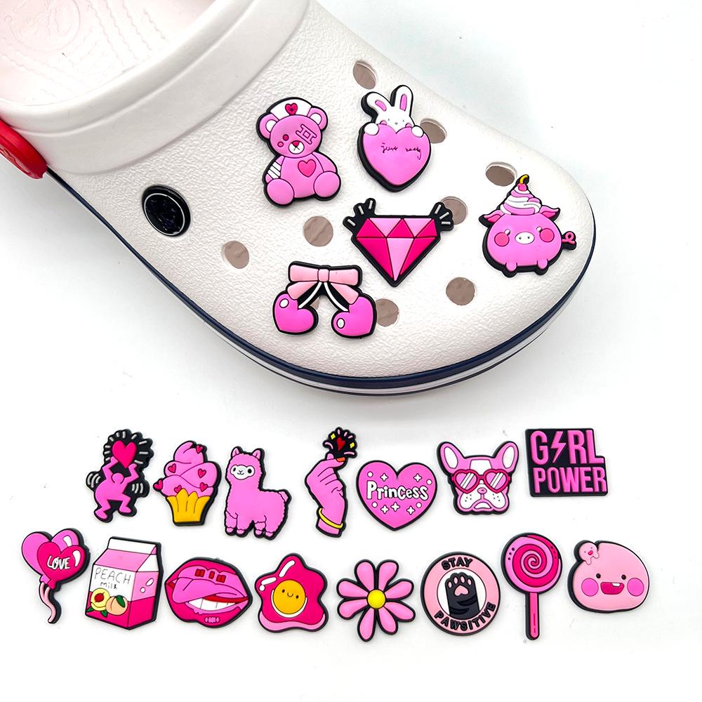 Cross-Border Pink Series Crocs Charms DIY Soft Rubber Shoe Decorations