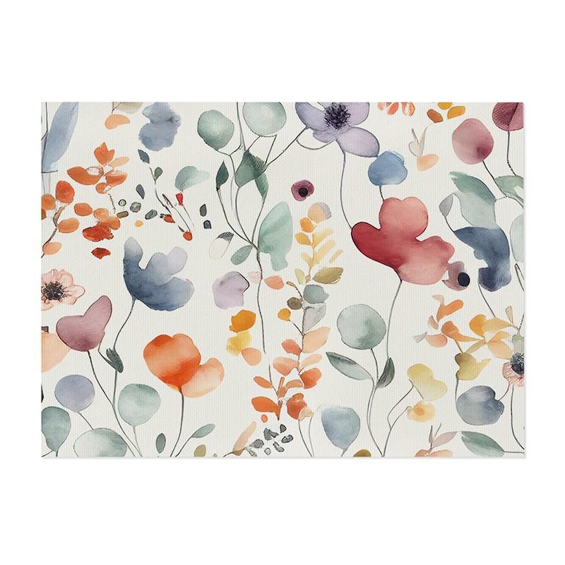 Flower Linen Placemat Bowl Plate Non-slip Insulating Protection Mat Home Desktop Protector for Party Kitchen Decor Gift