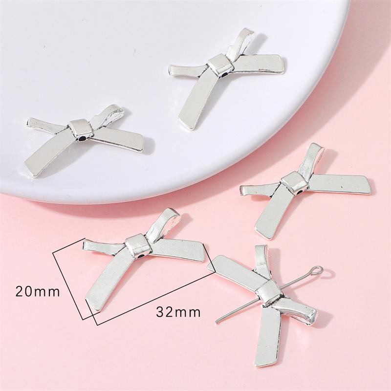 Antique Silver Alloy Heart, Flower & Butterfly Pendant for DIY Retro Jewelry Making