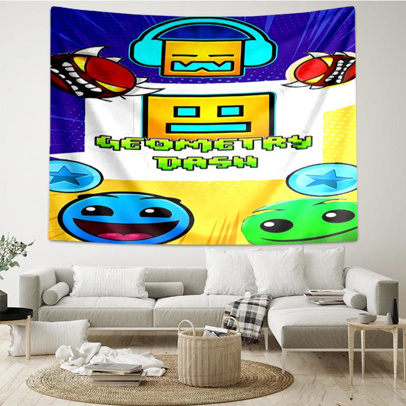 Geometry Dash: Dance To The Beat Tapestry Room Decoration Wall Hanging for Living Room Bedroom, Dormitory, Birthday and Christmas Gifts