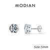 925 Sterling Silver Basic Sparkling Round Stud Earrings Classic Crown Hypoallergenic Wedding Jewelry For Women