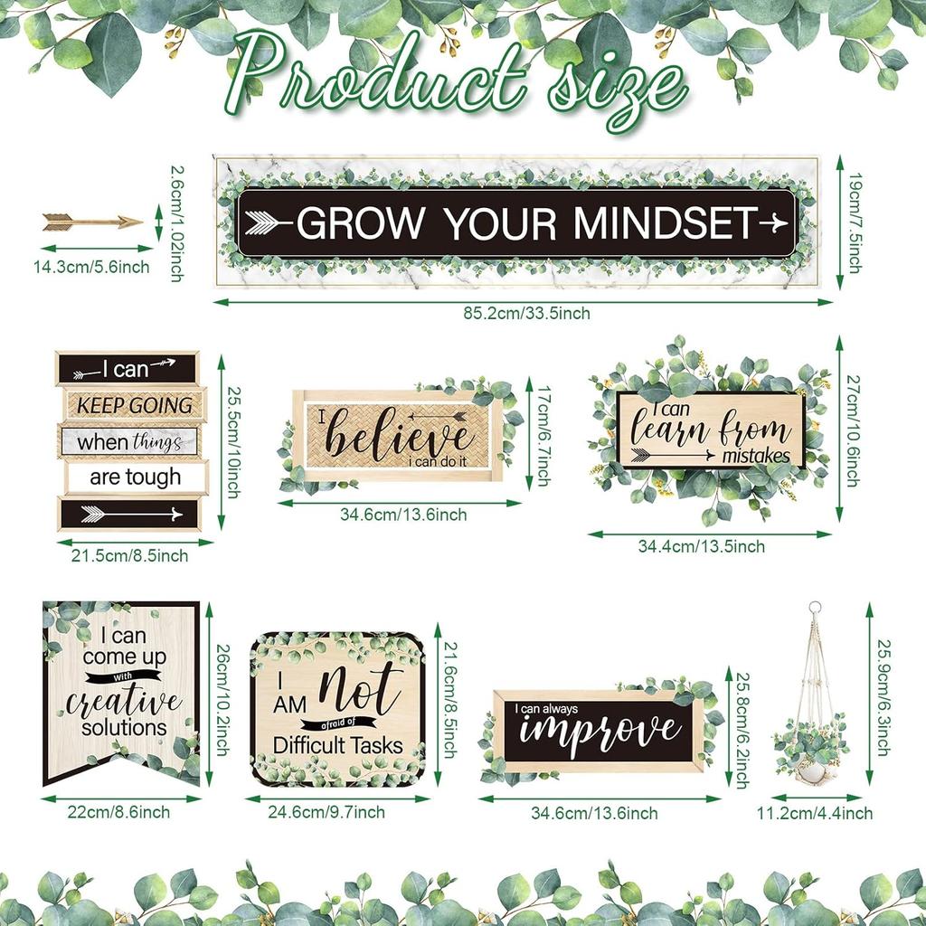 26 Pieces Growth Mindset Posters Bulletin Board Grow Your Mindset Positive Sayings Accents Set for Middle and High School Classroom or Home