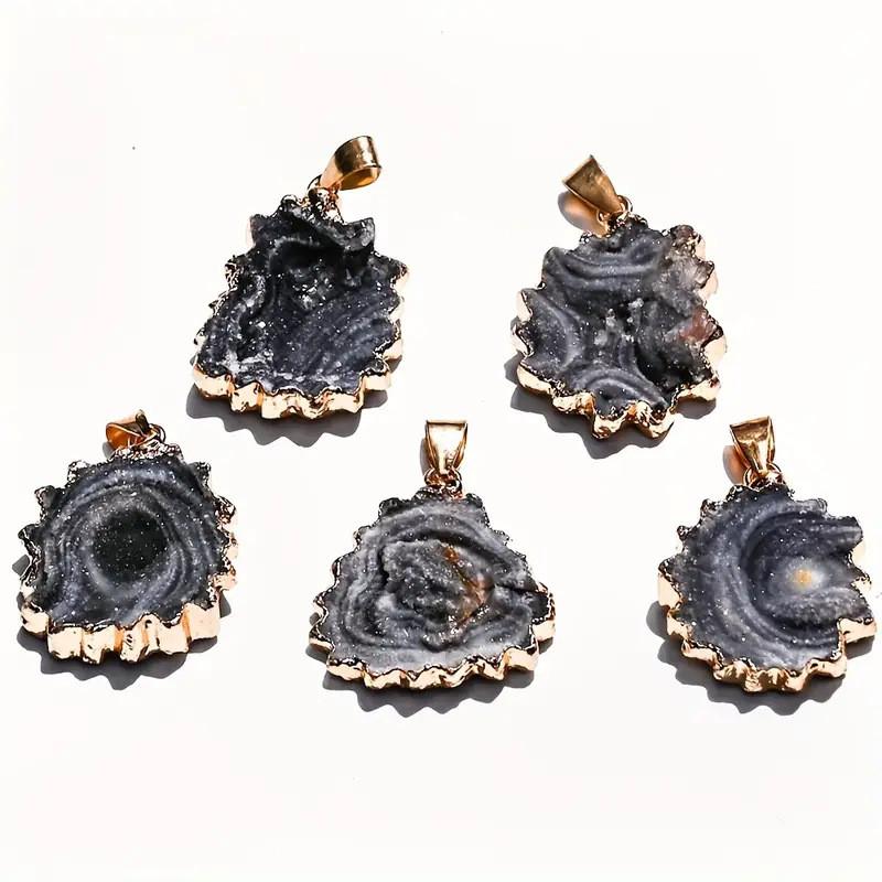 Natural Crystal Agate Sunflower Pendant With Galaxy Pattern For Jewelry Enthusiasts