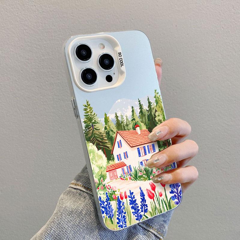 

Garden Grange Countryside Scenery Laser Phone Case For iPhone 17 16 15 14 Pro Max Plus 17 Air 13 Mini 12 11 Pro Max Back Covers iPhone 13 mini