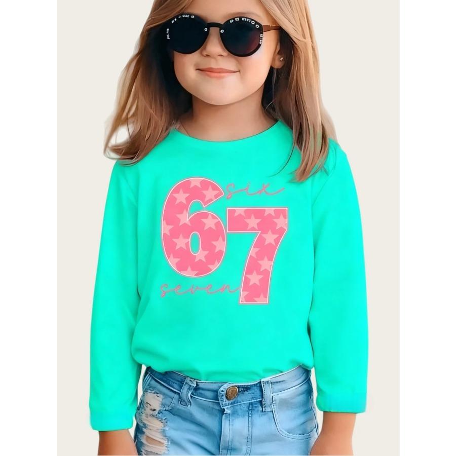 Meme 67 T-Shirt for Kids Funny Digital Print Autumn Long Sleeve Tees Loose Comfortable Tops Streetwear Y2k Children's Clothing