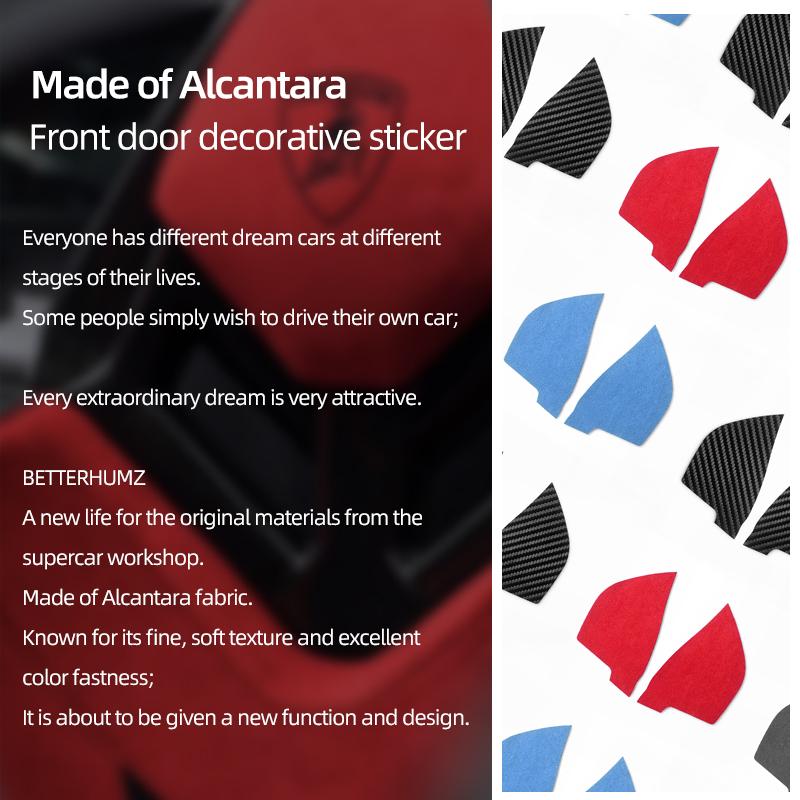 Betterhumz For Ford Mustang GT 2024- Make of Alcantara Car Front Door Panel Interior Decor Trim Stickers Tuning Auto Accessories