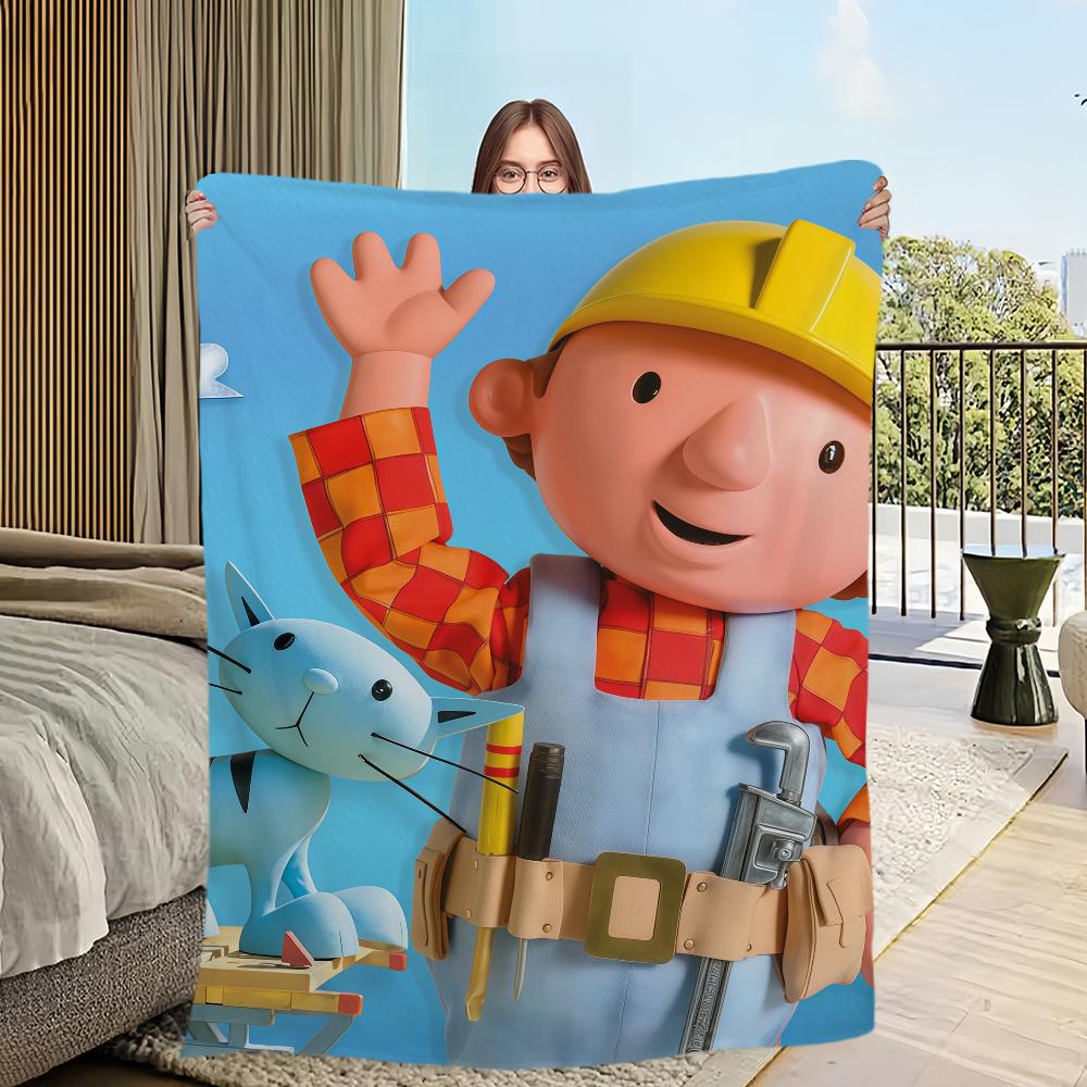 

Cartoon B-Bob the B-Builder Blanket Flannel warm comfort soft plush blanket For Picnic Beds Sofas Homes And Bedrooms 80x60in