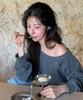 LETTER FROM MOON Edin Off-Shoulder Sweatshirt (Pigment Charcoal)