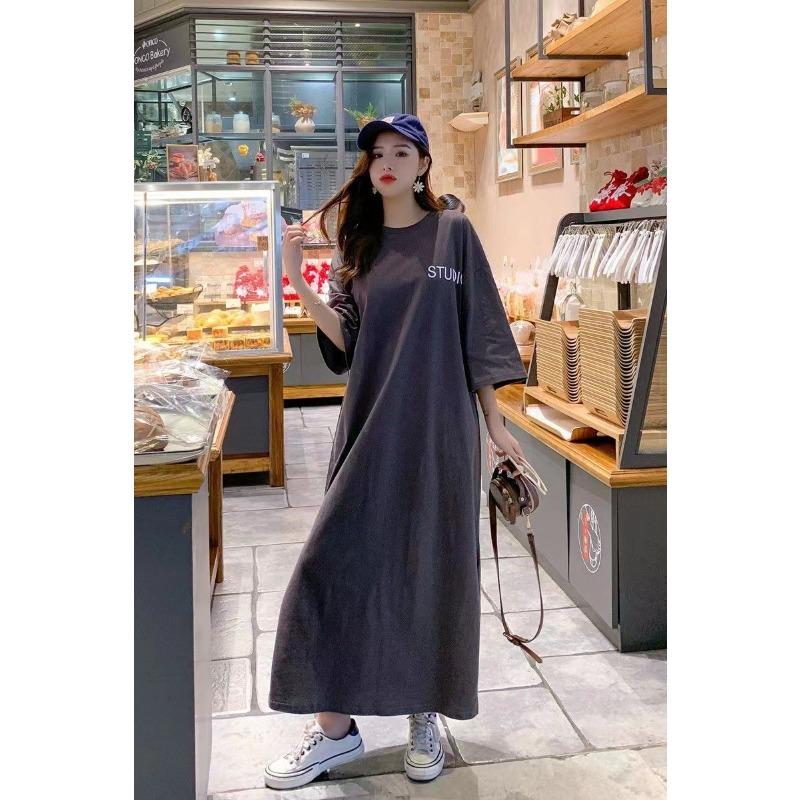 YYFS Dámská móda Léto Jaro 1/2 rukávy Kulatý výstřih Volný pas Ležérní šaty