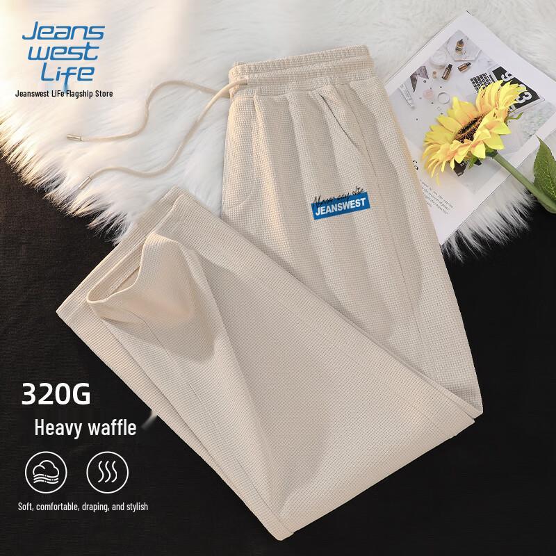 

JEANSWEST LIFE Men s Waffle Straight-Leg Casual Pants 3XL