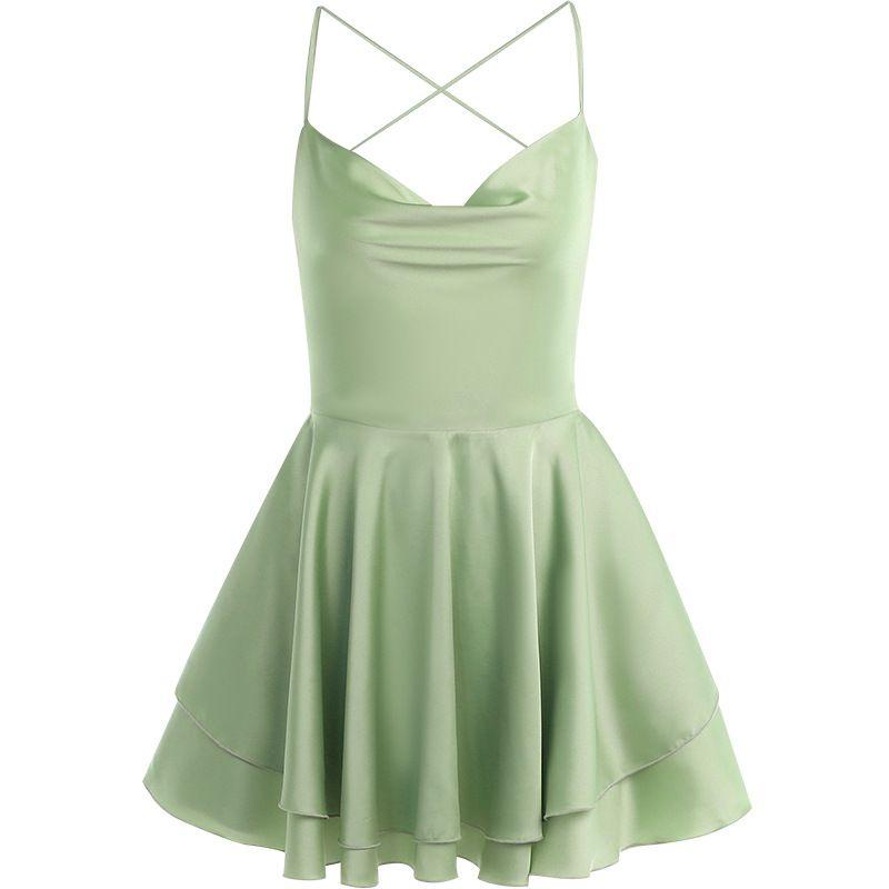 Fashion Style Ins New Arrival Fashion Sexy Pockets Collar Slip Dress Sexy Backless Lace up Dress Dress Women