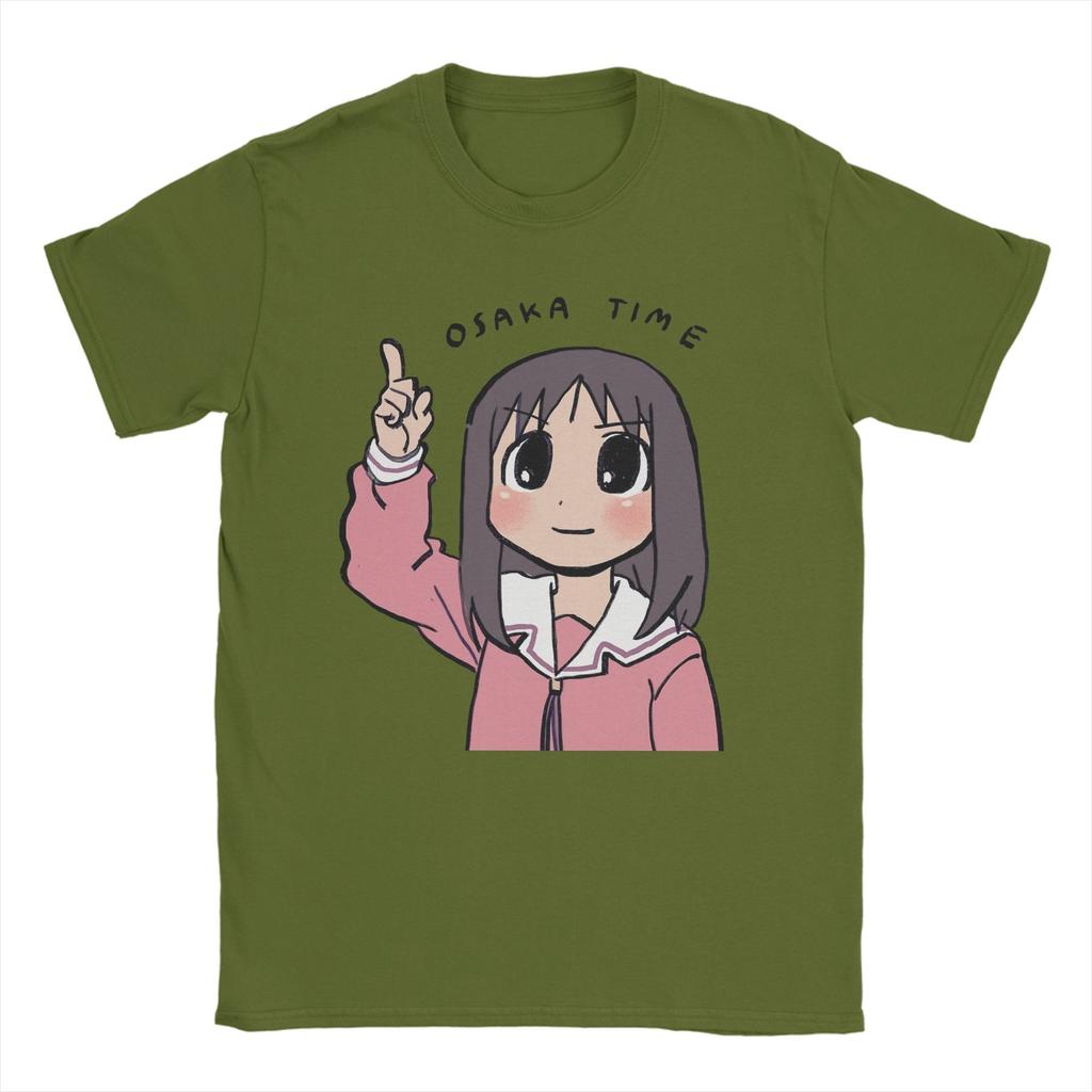 Męskie Koszulki Osaka Time Ayumu Anime Azumanga Daioh Vintage Czysta Bawełna T-shirty Krótki Rękaw Koszulka Okrągły Dekolt Odzież Nadruk