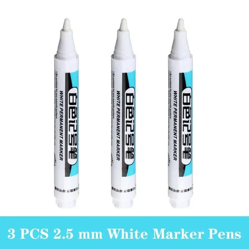 1/3/5 PCS White Paint Markers Pens Oily Waterproof Plastic Large Capacity White Marker School Supplies Stationery 0.7/1.0/2.5mm