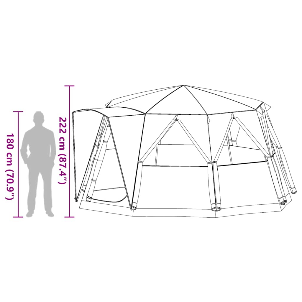 6 Person Tent with Grey and Orange Roof 425 x 396 x 222 cm