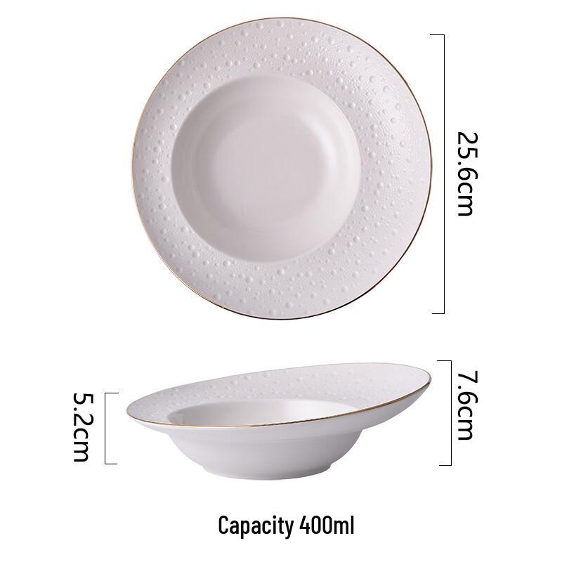 Abay Gold Rim 10-inch Ceramic Straw Hat Plate