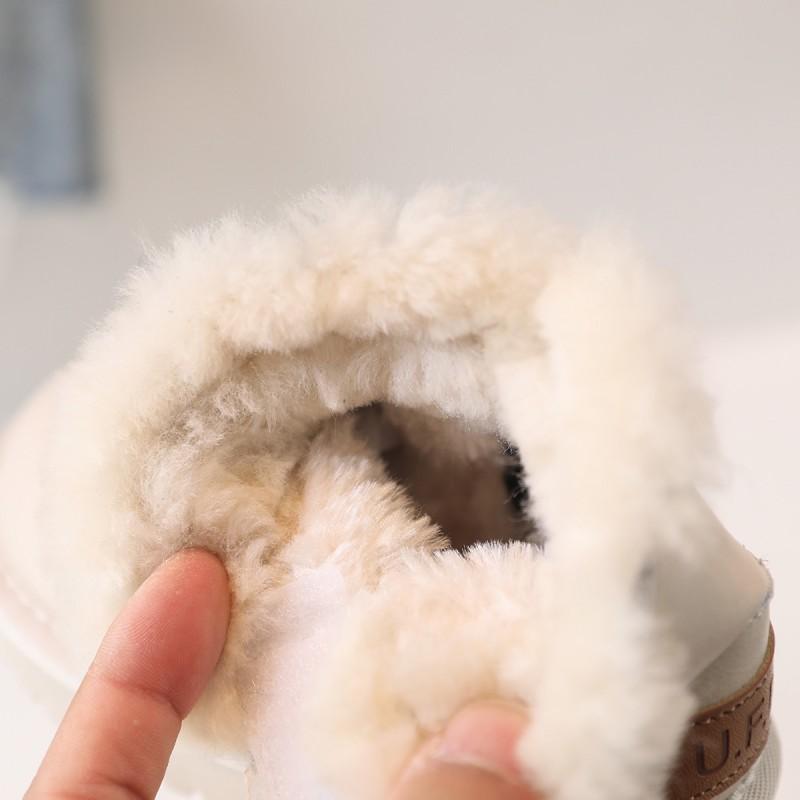Kids Winter Snow Boots Boys Girls Warm Lined Ankle With Non-Slip Sole Genuine Leather Toddler Child Footwear