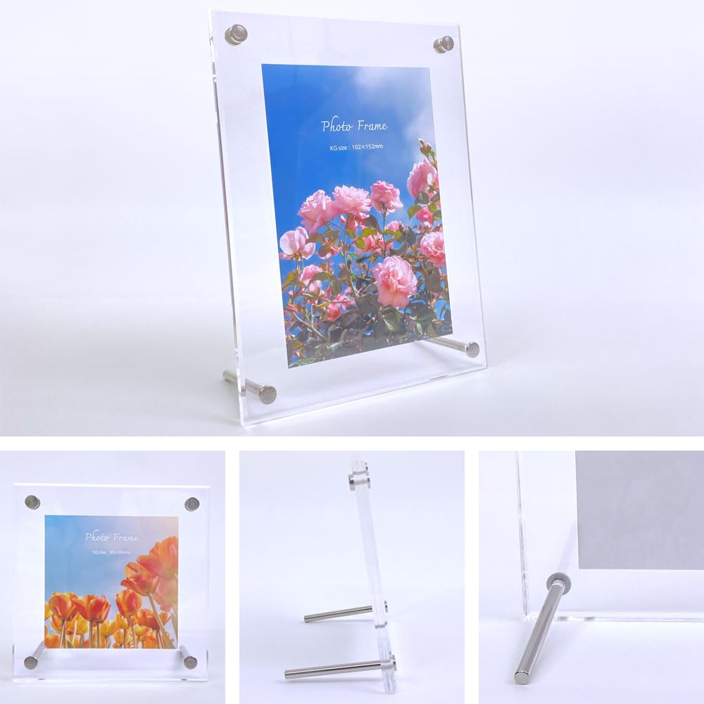 Nakabayashi Acrylic Picture Photo Frame, Tapered, 2L Size, Stand Type, IT-FL-A01-2L
