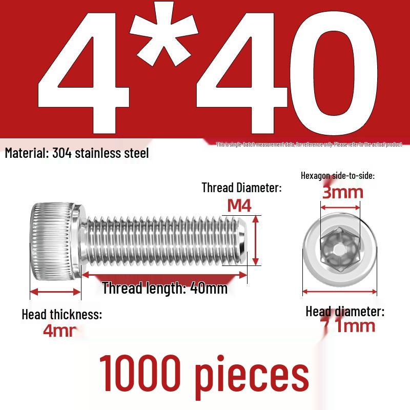 304 Stainless Steel Hex Socket Head Cap Screws, M2-M10, Extended Length
