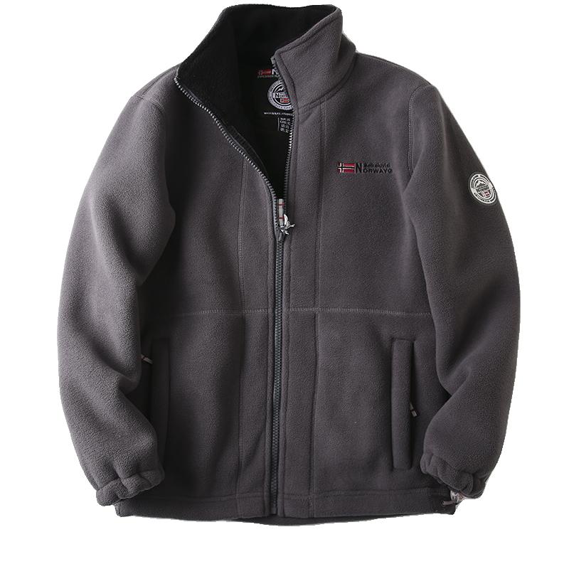 Свитер Спортивное двустороннее пальто для мужчин и женщин одного стиля для пар Флисовая куртка Теплая и бархатная Утолщенный универсальный кардиган S серый 3570₽