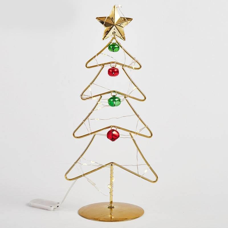Iron Small Tabletop Christmas Tree Simulates Glowing Bell Decorations Trees
